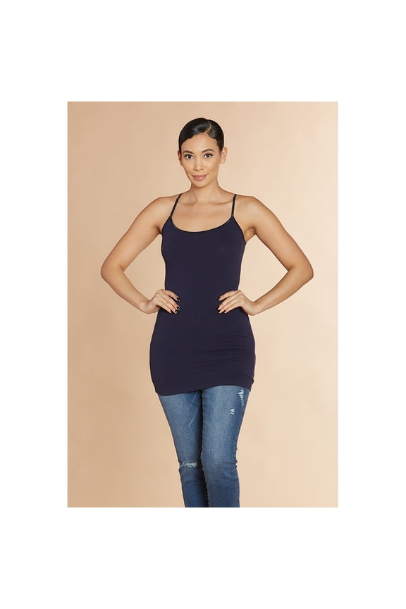 Women's Basic Solid Camisole Adjustable Strap Long Layering Tank Top Plus XL/2XL/3XL