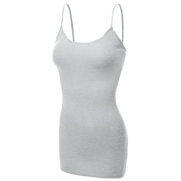 Women's Basic Solid Camisole Adjustable Strap Long Layering Tank Top Plus XL/2XL/3XL