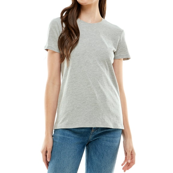 Women's Basic Solid Crew Neck T Shirt, Large, heather Gray