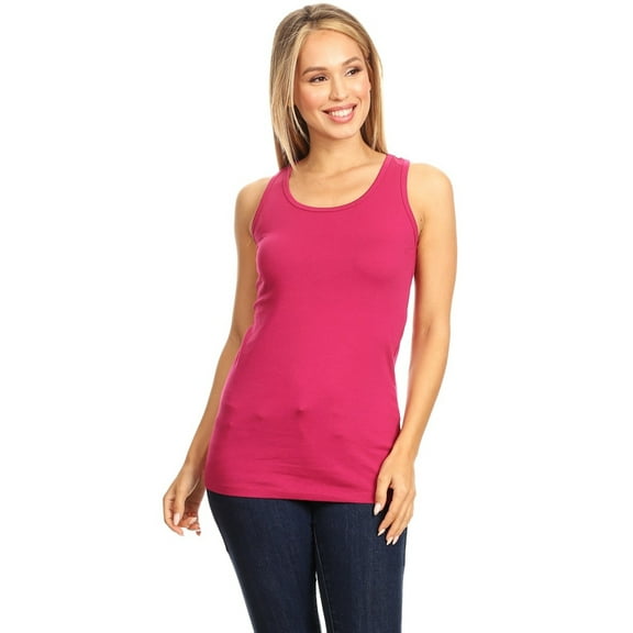 Women's Basic Solid racerback tank top with scoop neck