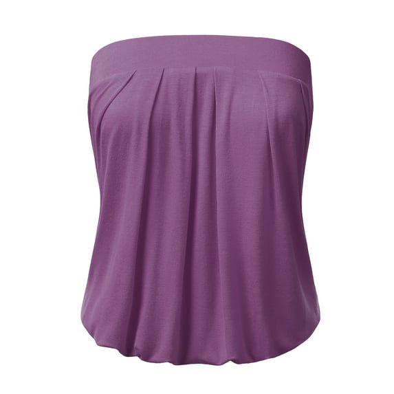 Women's Basic Strapless Cami Tube Top PURPLE L