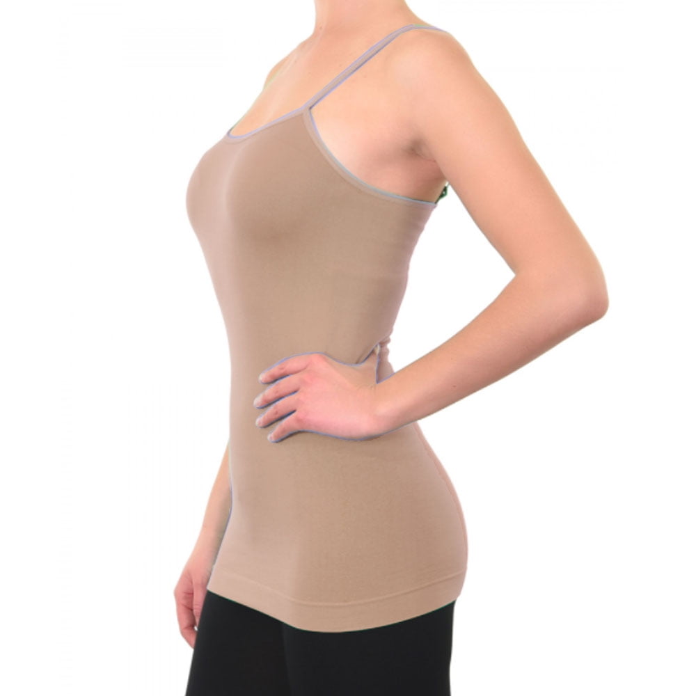 Extra Long Plus Women Seamless Camisole Spaghetti Strap Stretch Cami  Tank_Beige at  Women's Clothing store