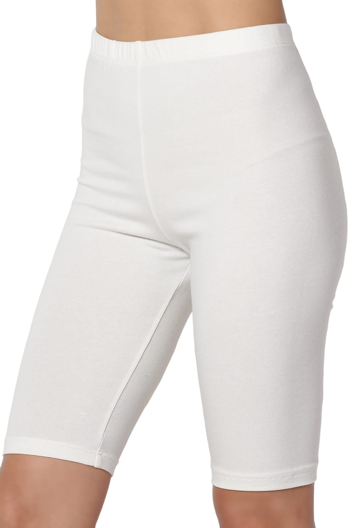 Women's Basic Stretch Cotton Span High Waist Above Knee Bermuda Short  Leggings 