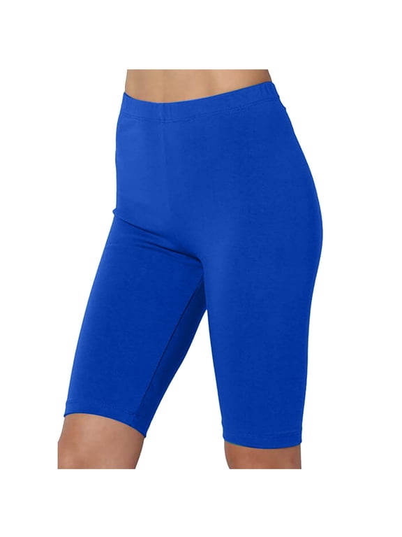 Women's Basic Stretch Cotton Span High Waist Above Knee Bermuda Short Leggings