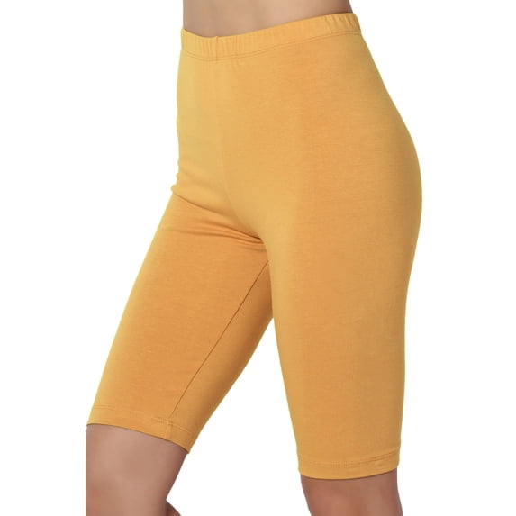 Women's Basic Stretch Cotton Span High Waist Above Knee Bermuda Short Leggings