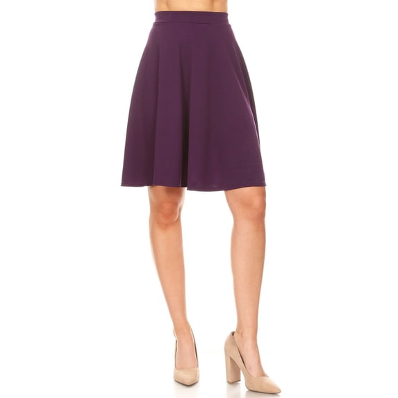 Women's High Waist Basic Stretchy Casual Solid A-Line Midi Skirts