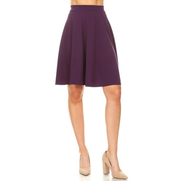 Women's High Waist Basic Stretchy Casual Solid A-Line Midi Skirts