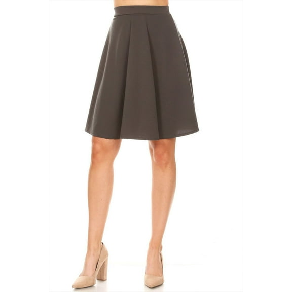 Women's High Waist Basic Stretchy Casual Solid A-Line Midi Skirts