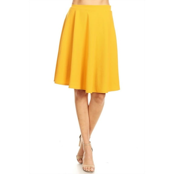 Women's High Waist Basic Stretchy Casual Solid A-Line Midi Skirts