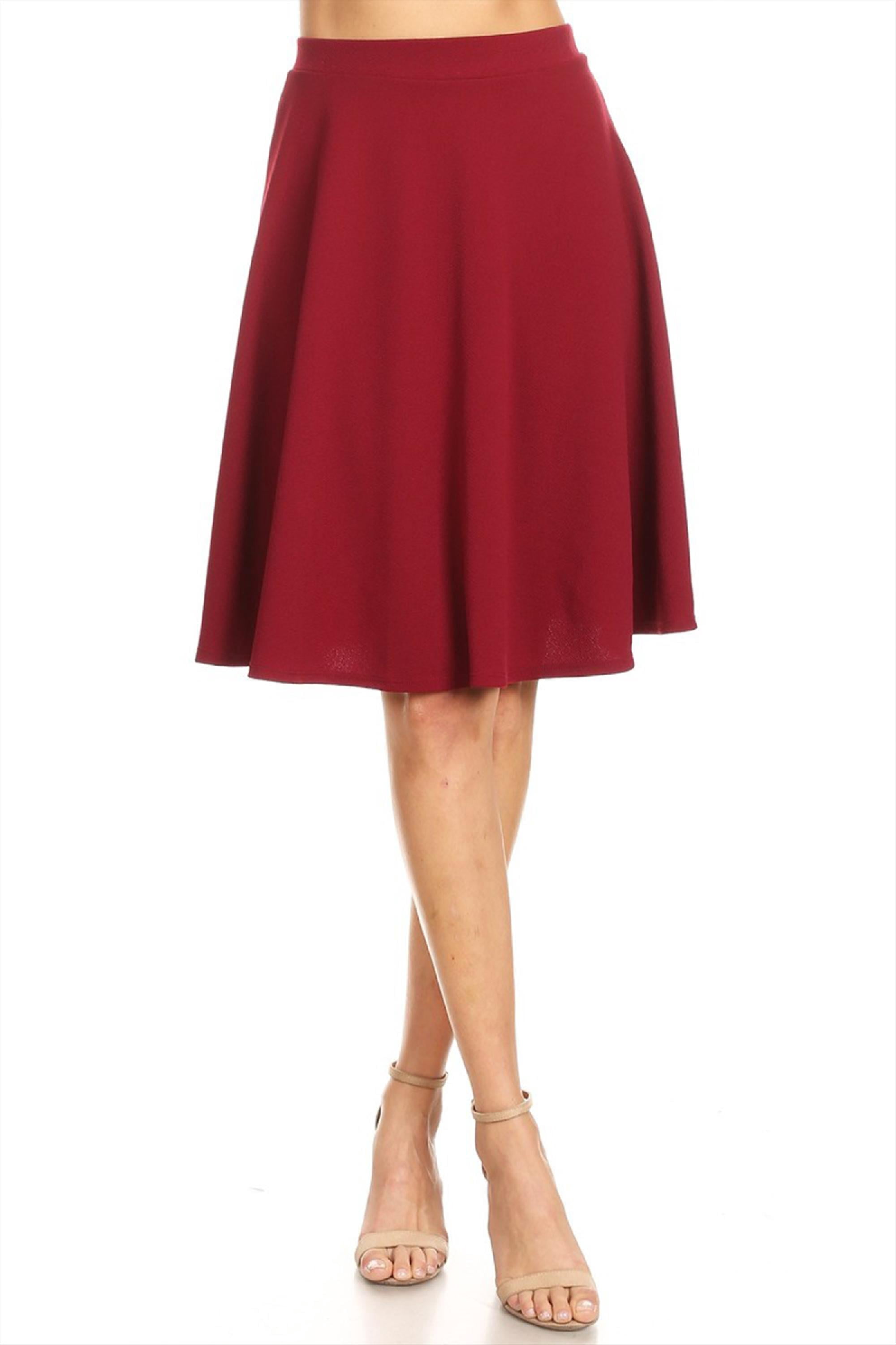 Women's Basic Stretchy Casual Solid A-Line Midi Skirts