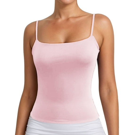Women's Basic Tank Tops Sleeveless Casual Camisole Pure Color Strappy Layering Piece For Everyday Wear Outfit