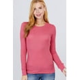 thumbnail image 1 of Women's Basic Thermal Long Sleeve Knit T-Shirt Crew Neck, 1 of 3