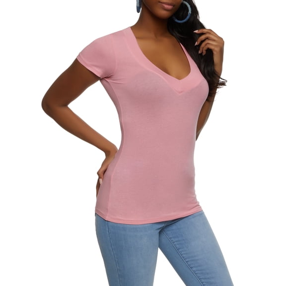 Women's Basic V Neck Short Sleeve Tee