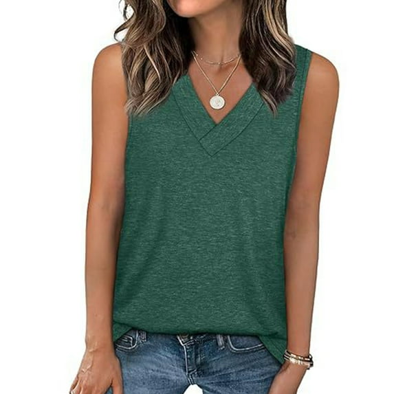 Women's Basic V Neck Sleeveless Tanks Top Lightweight and Easy to Pair Solid Color Vest Stylish Sleeveless Shirts