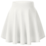 Womens Basic Versatile Stretchy Flared Casual Mini Skater Skirt Green M
