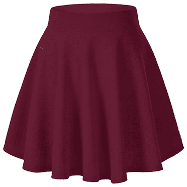 Women's Basic Versatile Stretchy Flared Casual Mini Skater Skirt Red M