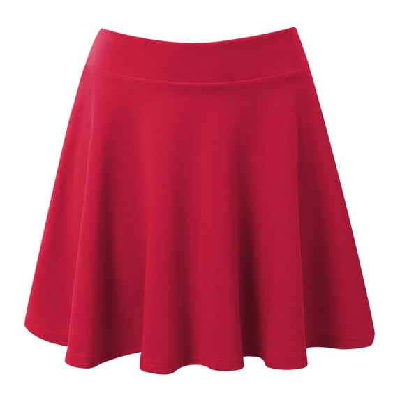 Women's Basic Versatile Stretchy Flared Skirt Stretchy Summer Short Skirt for Women (Red2 XL)
