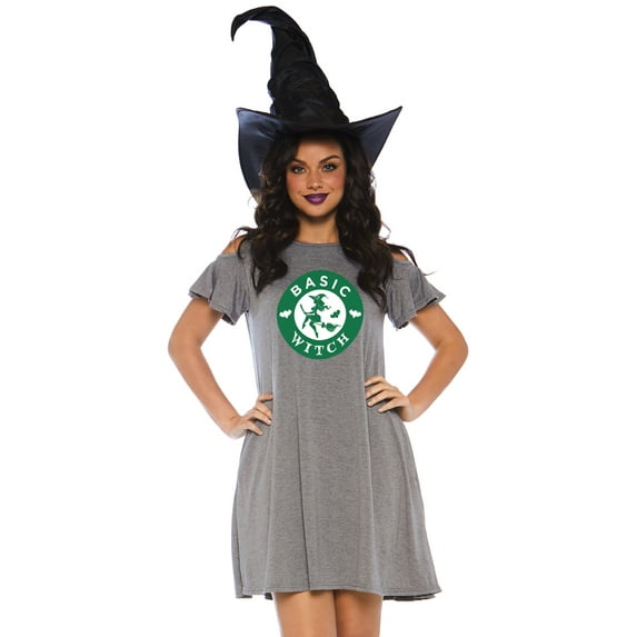 Women's Basic Witch Halloween Dress, Grey, Small