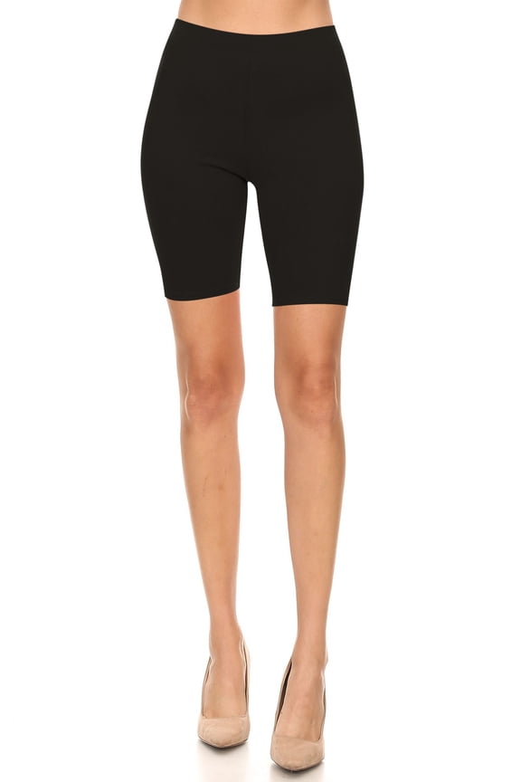 MOA COLLECTION Women's Solid Biker Shorts High-Waist Stretch Workout Pants