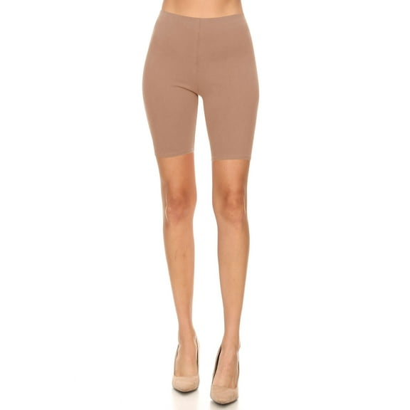 MOA COLLECTION Women's Solid Biker Shorts High-Waist Stretch Workout Pants