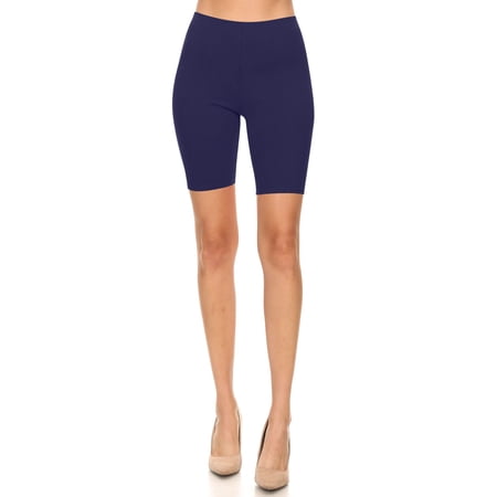 MOA COLLECTION Women's Solid Biker Shorts High-Waist Stretch Workout Pants