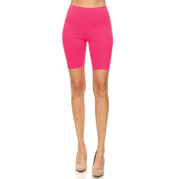 MOA COLLECTION Women's Solid Biker Shorts High-Waist Stretch Workout Pants