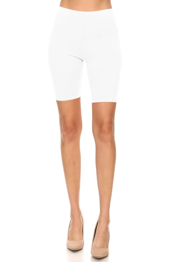 MOA COLLECTION Women's Solid Biker Shorts High-Waist Stretch Workout Pants