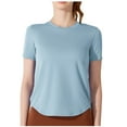 thumbnail image 1 of Women's Basic Workout Tops Casual Crew Neck Dry Fit Short Sleeve Athletic Shirts Gym Yoga Running Breathable Tees (L, Light Blue), 1 of 4