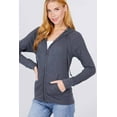 thumbnail image 1 of Women's Basic Zip Up Hoodie Thermal Jacket Lightweight Pockets Drawstrings, 1 of 2