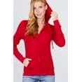 thumbnail image 1 of Women's Basic Zip Up Hoodie Thermal Jacket Lightweight Pockets Drawstrings, 1 of 2