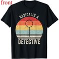 thumbnail image 1 of Women's "Basically a Detective" Retro Sunset-Themed Graphic Comfortable T-Shirt Casual Short Sleeve Round Neck Top Black S-5XL, 1 of 5