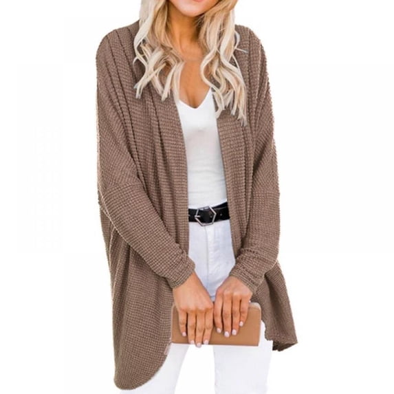 Women's Bat Sleeve Cardigan Sweater Solid Color Long-sleeve Sweater Jacket