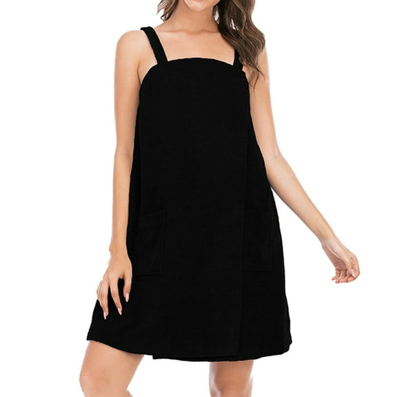 Women's Bath/Shower Wrap Towel Dress with Straps Closure Lightweight Knee Length Body Wraps