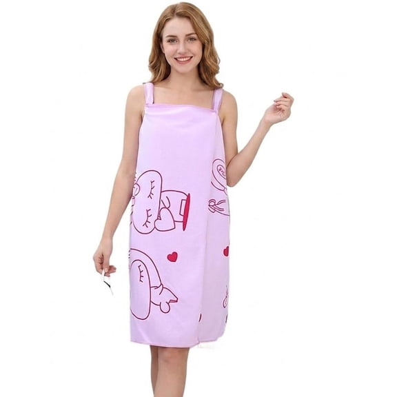 Women's Bath/Shower Wrap Towel Dress with Straps Closure Lightweight Knee Length Body Wraps