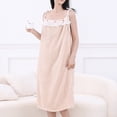 thumbnail image 1 of Women's Bath Towel Long Nightgowns Soft Shower Wrap Absorbent Spa Bathrobe Cute Patchwork Robe Coffee One Size, 1 of 4