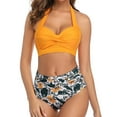 thumbnail image 1 of Women's Bathing Suits Halter Bikini Top Floral Print Two Piece Swimsuits - l, 1 of 6