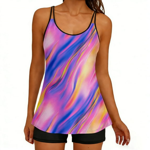 Women's Bathing Suits Swimsuits Tankini Sets for Two Piece Blouson Tank Top with Boyshorts 2026 Trendy