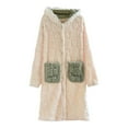 thumbnail image 1 of Women's Bathrobe Hooded Long Sleeve Heart Textured Plush Robe with Pockets White XL, 1 of 3