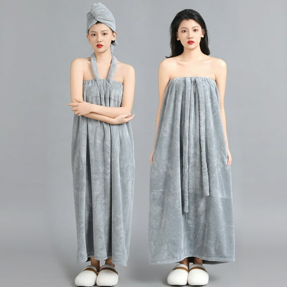 Women's Bathrobe Spa Towel Wrap Adjustable Beach Cover Up Pool Robe Lightweight Quick Dry Bath Wrap Shower Robe Turkish Towel Dress