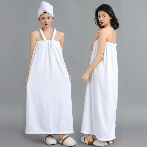 Women's Bathrobe Spa Towel Wrap Adjustable Beach Cover Up Pool Robe Lightweight Quick Dry Bath Wrap Shower Robe Turkish Towel Dress