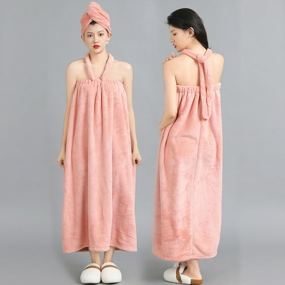 Women's Bathrobe Spa Towel Wrap Adjustable Beach Cover Up Pool Robe Lightweight Quick Dry Bath Wrap Shower Robe Turkish Towel Dress