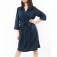 thumbnail image 1 of Unique Bargains Women's Bathrode Knee Length Knit Waffle Spa Robe XL Navy Blue, 1 of 7