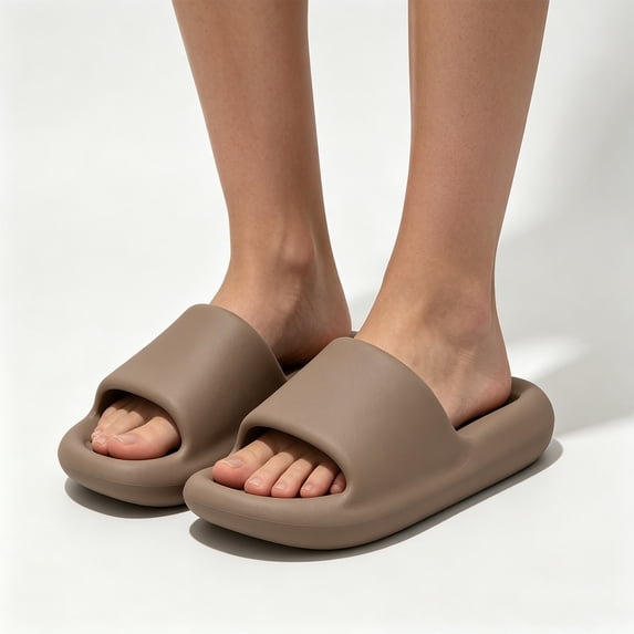 Women's Bathroom Slides Quick Dry Non Slip Shower Shoes Thick Sole EVA Sandals with Arch Support Lightweight Home Slippers for Pool Gym Spa Beach Vacation (Coffee, 38)