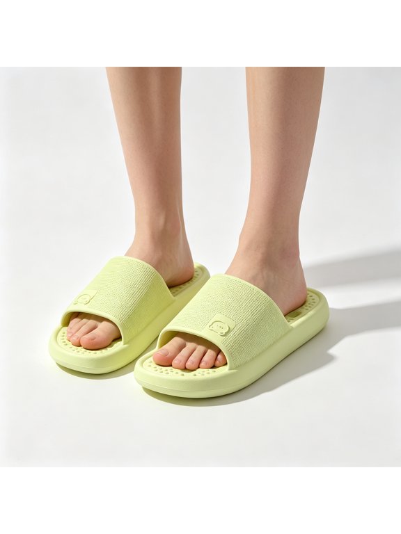 Women's Bathroom Slides Quick Dry Shower Sandals EVA House Shoes with Arch Support Drainage Holes for Pool Beach Home Soft Open Toe Slippers Lightweight Comfortable Summer Footwear (Green, 36)