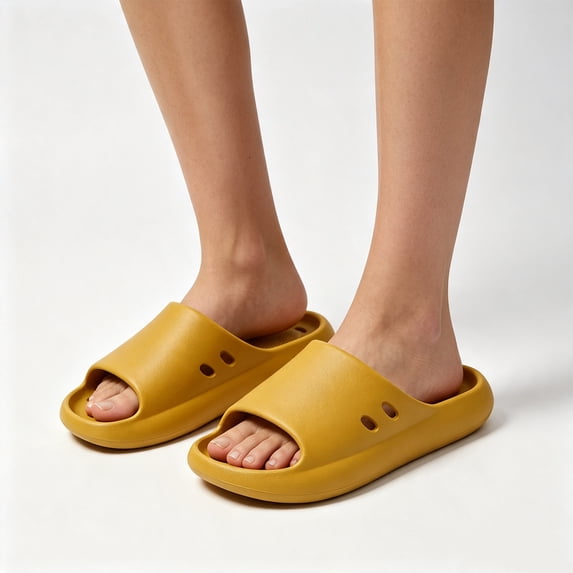 Women's Bathroom Slippers Quick Dry Shower Shoes Non-Slip EVA House Slides with Arch Support Waterproof Open Toe Sandals for Home Pool Beach Gym Wide Fit (Ginger, 40)