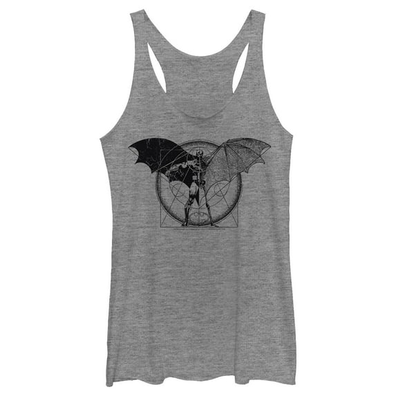 Women's Batman Caped Crusader Schematics Racerback Tank Top Gray Heather X Large
