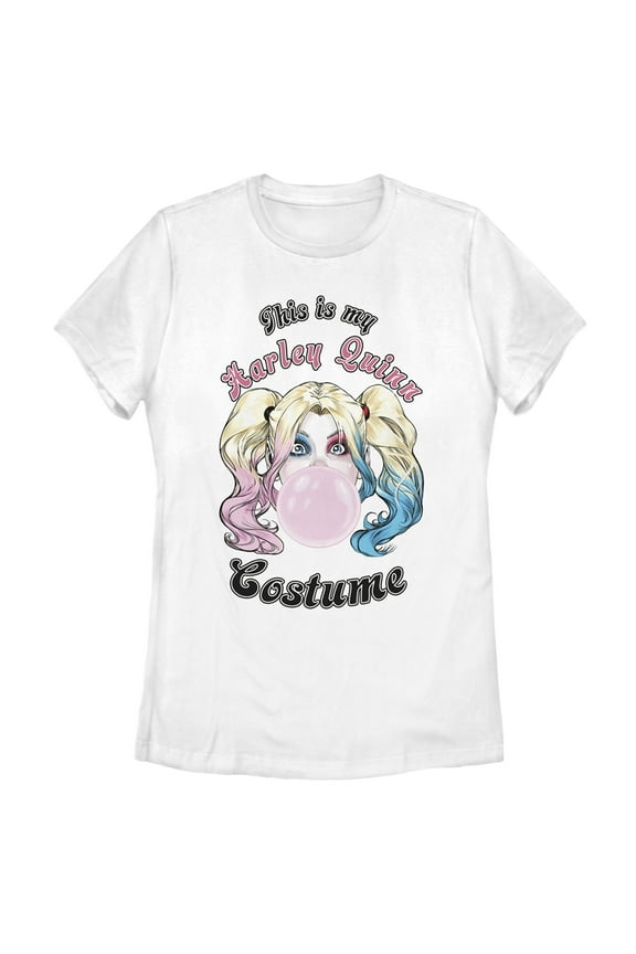 Women's Batman Harley Quinn Gum Costume Graphic Tee White 2X Large