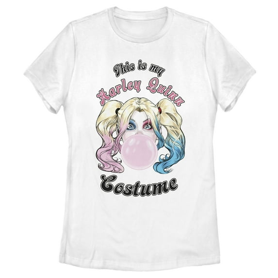 Women's Batman Harley Quinn Gum Costume Graphic Tee White X Large