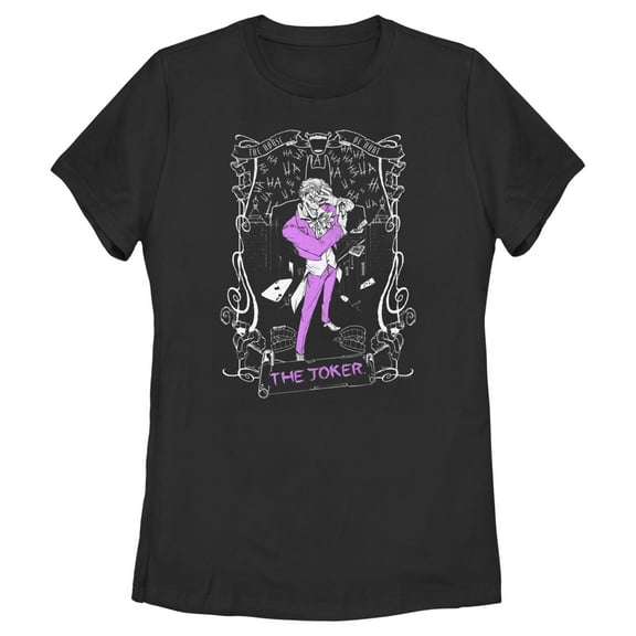 Women's Batman Joker Tarot Graphic Tee Black Medium