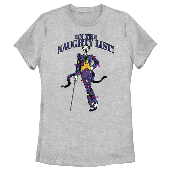 Women's Batman On the Naughty List Graphic Tee Athletic Heather Large